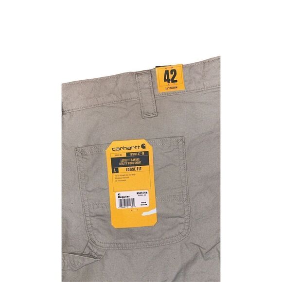 CARHARTT MENS Light Khaki LOOSE FIT UTILITY WORK SHORT BS0147-M Size 42 NWT - Picture 3 of 6
